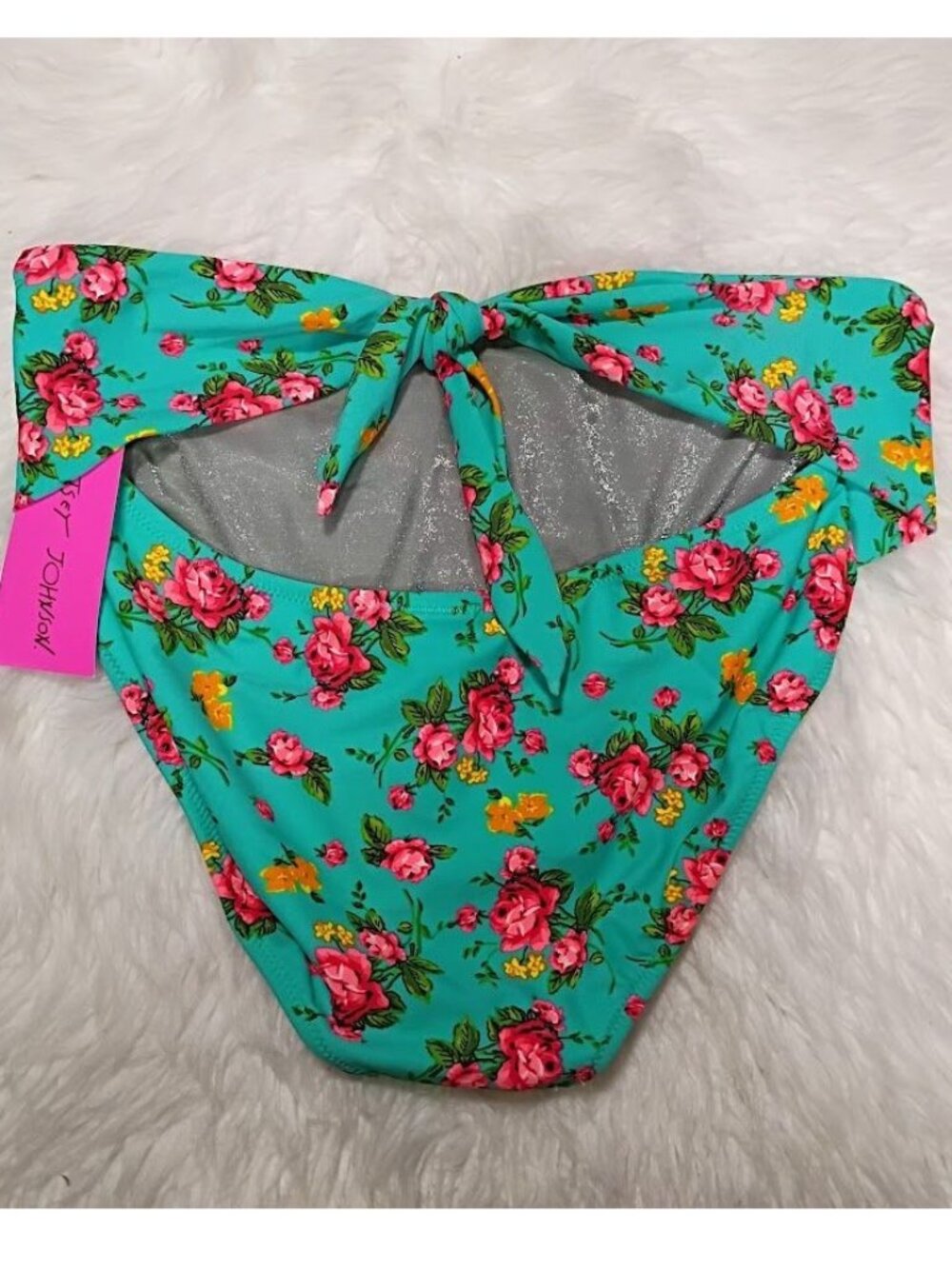 Floral High-Waisted Bikini Bottoms Womens Swimwear By Betsey Johnson M